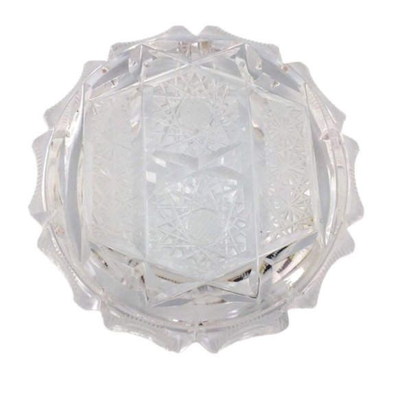 Queen Anne Lace Cut Crystal Glass Ashtray Set - Picture 5 of 7